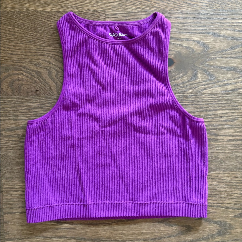 Garage Fuchsia Ribbed Crop Top